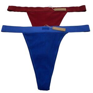 SKIMS Cotton Rib Thong Lot of 2 Cobalt‎ Brick 3X